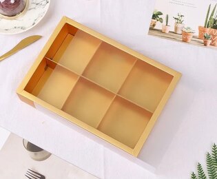 Коробка для 6 пирожных (цвет золото) - Магазин товаров для кондитеров - Cake Box, Екатеринбург
